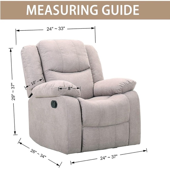 JIVINER Recliner Slip Cover - Khaki - Picture 2 of 5